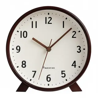 KQFCAZRE Leise Tischuhr Holzoptik Holz-Standuhr Aufstellbar Retro-Holzuhr für Schreibtisch, Weiß, 10 Zoll