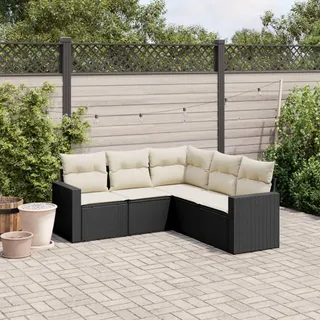 Festnight Gartenlounge mit Stauraum - Rattan Sofa Balkon Garten Lounge Outdoor Ecklounge Sitzecke Klein Loungemöbel Gartensofa Ecksofa Rattansofa Couch