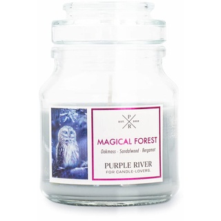 Purple River Duftkerze im Glas klein | Duftkerze Sojawachs | Magical Forest (113g) | Duftkerze Sandelholz | Kleine Kerze im Glas mit Deckel | Sojawachskerzen