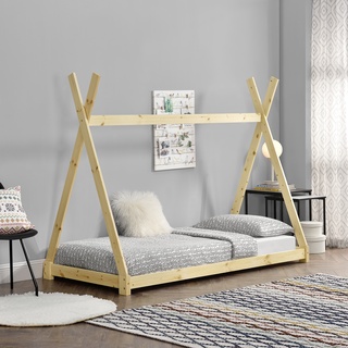 Kinderbett Onejda in Tipi-Design Natur Holz 90x200 cm