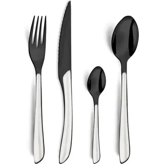 Amefa Lumino 1422 - 16 pcs Cutlery Set (Bright Black PVD – White handle), Besteck