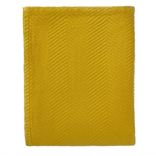Tagesdecke Baumwolldecke Lixa, Urbanara, Plaid aus Baumwolle mit Fischgrätstruktur gelb 265 cm x 275 cm
