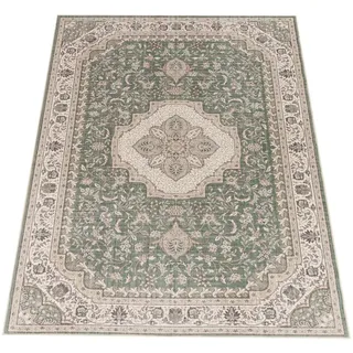 Paco Home Vintage Boho Kurzflorteppich 200 x 280 cm Grün/Beige