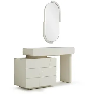 JVmoebel Schminktisch JVMoebel Schminktisch mit Spiegel in Weiß, Holz und Glas (Set, 2-St), Made in Europa weiß