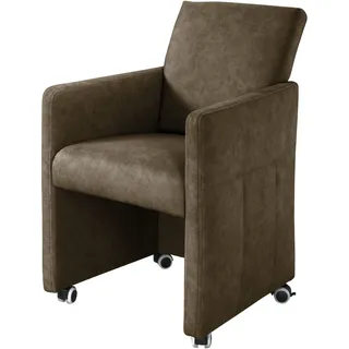 Esszimmersessel EXXPO - SOFA FASHION, braun (choccolate), B:63cm H:90cm T:72cm, Sessel, Esszimmersessel, Loungesessel auf Rollen, schmale Armlehnen, bequem
