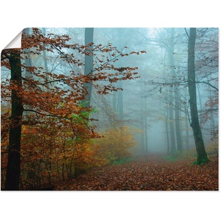 Artland Wandbild Nebel im Herbstwald, Wald (1 St), als Leinwandbild, Poster, Wandaufkleber in verschied. Größen braun 80 cm x 60 cm