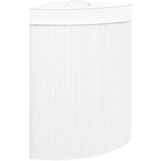 vidaXL Eck Wäschekorb Wäschesammler Wäschebox Wäschetonne Wäschesack Wäschetruhe Wäschebehälter Wäsche Sammler Truhe Box Tonne Bambus Weiß 60L