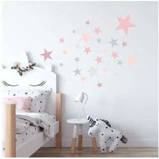 GRAVURZEILE Wandtattoo im Sterne Design - Kinderzimmer -Wandsticker - bunt