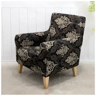 Qelus Sesselhusse Stretch Sofa Überzug Sesselbezug Waschbare Mit Armlehne Wohnzimmer, Elastisch Sessel überzug schwarz