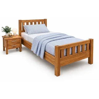 bv-vertrieb Bettgestell Komfortbett Eiche massiv geölt Holzbett 100x200 Komforthöhe #4280, Bettseitenhöhe 44cm
