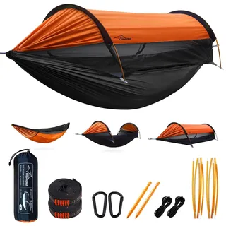 Travel Bird Camping Hängematte Zelt mit Moskitonetz und Sonnenschirm, 290x140CM Großer Raum, Multi-Modus Leichte Hängende Hängematten mit Baum Riemen Swing, Boden Zelt für draußen, Wandern Camping