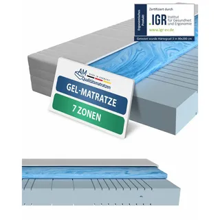 AM Qualitätsmatratzen 7-Zonen Gelschaummatratze 90 x 200 cm H3