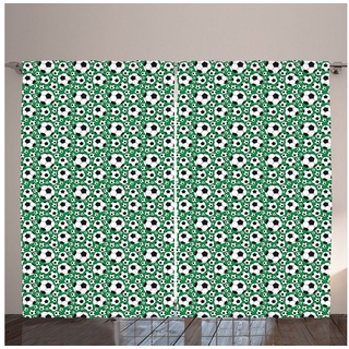 Gardine Gardinen mit Schlaufen und Haken 140 cm x 2 Vorhangbahnen, Abakuhaus, Fußball Beliebte Sport-Motiv grün|schwarz