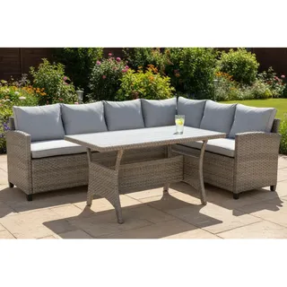 Ambia Garden Loungegarnitur, Grau, Metall, Kunststoff, Textil, 3-teilig, 234x178 cm, Loungemöbel, Gartenlounge-Sets
