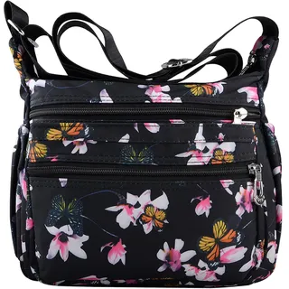 NOTAG Damen Umhängetasche Wasserdicht Nylon Schultertasche Multi Tasche Messengertasche (Pink) - Einheitsgröße