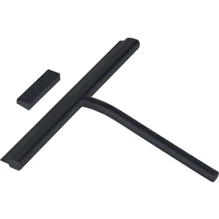 WENKO Turbo-Loc Duschabzieher mit Magnethalterung, ohne Bohren, 25 cm | mit Klebepad, Edelstahl rostfrei & Silikon, Fensterabzieher für Dusche, Fliesen, Spiegel, Fenster & Auto, schwarz, Mod. Agana