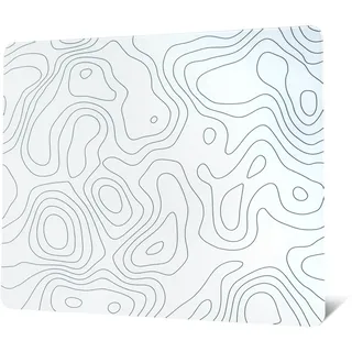 Glas-Mauspad für Gaming, weißes topografisches hartes Gaming-Mauspad, professionelles großes Mauspad, 410 mm x 310 mm, spezielle Glasoberfläche mit verbesserter Präzision und Geschwindigkeit