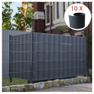 Melko Sichtschutzstreifen Sichtschutz 10X Hart PVC Sichtschutzstreifen Zaun Doppelstabmattenzaun, (Stück, 10-St., 10er Set), Formstabil schwarz