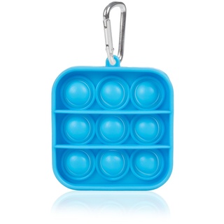 DAM. Mini Bubble Pop It Stressabbau, Silikonblasen zum Quetschen und Drücken. Quadratisches Design mit Schlüsselanhänger. Farbe: Blau
