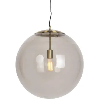 QAZQA 1-flg. E27 50 cm Rund Rauchglas/Gold
