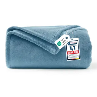 WAVVE Kuscheldecke Flauschig Decke Tagesdecke 130x150 - Sofadecke Blau | 260g/m2 Blanket, Weich Flanell Fleecedecke, Überwurf für Sofa und Bett, Couchdecke, Deko als ideale Geschenke