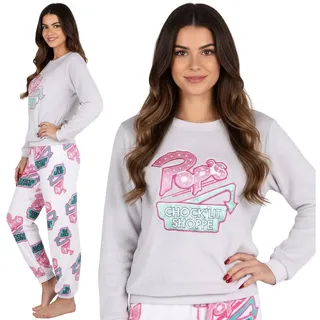 Riverdale Pyjama RIVERDALE Damen Pyjama, 2tlg, warm, Fleece, langarm weiß S