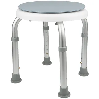 Duschhocker Duschstuhl Höhenverstellbar 360° Drehbarer Badehocker Duschhilfe aus Alu für Alter, Schwangere, Blau