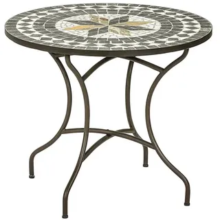Dehner Diana Gartentisch Ø 90 x 75 cm Braun/Grau/Weiß