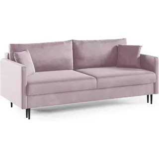 LIKMA 3 Sitzer Sofa Mara 209 cm mit Schlaffunktion und Bettzeugbehälter, Velvet Schlafsofa mit Bettkasten, Moderne Couch, Sofagarnituren, Bettsofa... - Violett
