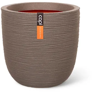 Capi Europe - Topf Kugel Rib NL - 35x34 - Warm Taupe - Blumentopf für den Innen- und Außeneinsatz - Übertopf - Pflanztopf - Pflanzgefäß - Kunststoff - KWTR932