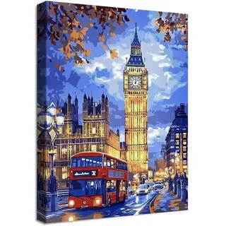 Leinwandbild 30L x 40B cm Londoner Stadt Großer Ben Roter Bus