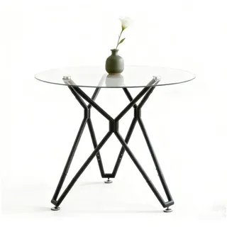 ANYSUN Esstisch Tisch Rund aus Gehärtetem Glas (Set, 1 Tisch), Breite 90 cm schwarz
