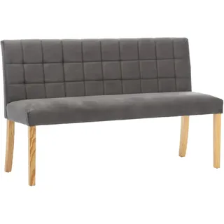 vidaXL Bank 140 cm Grau Samt Sitzbank mit Rückenlehne im Stepp-Design Polsterbank mit Samtbezug Flurbank Flurmöbel Sofa Couch Wohnzimmerbank