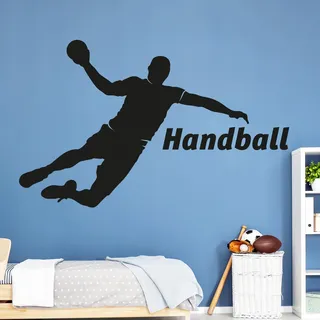 GRAZDesign Wandtattoo Handball Kinderzimmer | Wandaufkleber Teenager Sportler Spieler | Wandsticker Turnhalle Sport Jugendzimmer - 91x57cm / 090 silbergrau