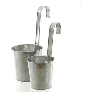 mucHome Hängetopf Pflanztopf Blumentopf Übertopf Mit Haken aus Metall Verzinkt Gesamthöhe:28cm Deko