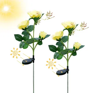 Realistische Solar-Rosenlichter | Blumen-Solarleuchten für den Außenbereich, verbesserte, realistische LED-Solar-Rosen-beleuchteter Blumenstecker, LED-Rosen-Solarlampen mit breiterem, wasserdichtem