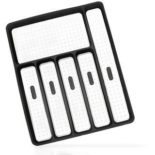 natumo Besteckkasten »für Schubladen mit 6 Fächern - Schwarz / Weiß« schwarz|weiß