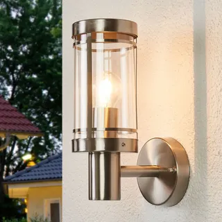 Außenleuchte Lindby, Djori, dimmbar, Metallisch, für Balkon, Edelstahl, Modern - 10.4 - 28.5