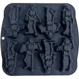 JETKONG Skelett-Backform mit 8 Mulden, Skelettform, Silikon, Totenkopf-Backform, Schwarz