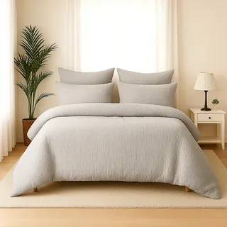 Wolkenfeld Premium Musselin Hellgrau 155 x 220 cm + 2 x 80 x 80 cm