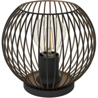 EGLO Tischleuchte ALMANZORA Tischlampe - Stahl - E27 - 1X60W - IP20, Ein-/Ausschalter, ohne Leuchtmittel, Nachttischlampe, Schreibtischleuchte, Leselampe, H18,5 x Ø20 cm schwarz