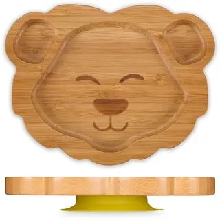 Relaxdays Baby-Teller mit Saugnapf Löwe, Hellbraun