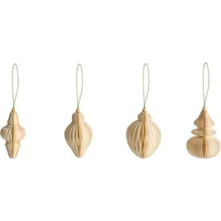 Famanu Papier Weihnachtskugeln - Honigwaben Ornament - Weihnachtsbaum Dekoration - Handgemachtes Design - Set von 20 Stück - Beige