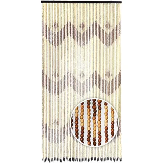Kobolo Türvorhang Holzperlenvorhang Flow 55 Stränge Insektenschutz 110x210 - Vorhang Fliegengitter Sichtschutz Farbenvorhang Perlenvorhang Küche... - Braun