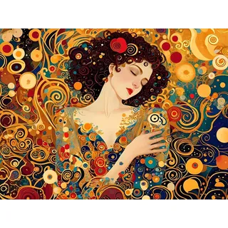Klimt Malen Nach Zahlen, DIY Set Erwachsene Malen Nach Zahlen Schipper, auf Leinwand Acrylmalerei Nach Zahlen mit 3 Pinsel und Acrylfarben Leinwand Basteln Mädchen Geschenk 40x50cm (Rahmenlos) I-8871