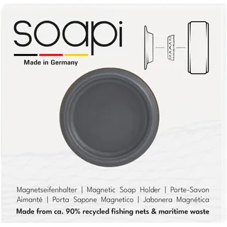 Soapi - Schwebender Seifenhalter Magnet zum Kleben - Wand Magnethalter für Seife - Ablage Seifenschale Magnetseifenhalter ohne Bohren/Saugnapf (1, Dunkelgrau)