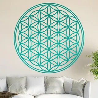 Kiwistar Blume des Lebens - Baum Wandtattoo in 6 Größen - Wandaufkleber Wall Sticker - Dekoration, Küche, Wohnzimmer, Schlafzimmer, Badezimmer (20 x 20 cm, 54_Tuerkis)