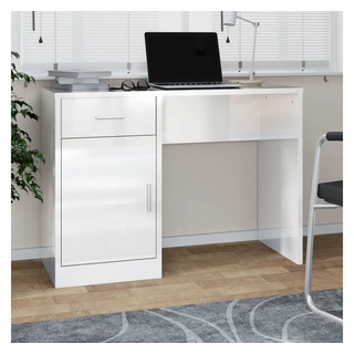 vidaXL Schreibtisch Schreibtisch mit Stauraum Hochglanz-Weiß 100x40x73 cm weiß