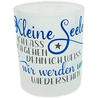 Kilala Teelicht für Sternenkinder Trauer Kerze Trost Schutzengel mit Spruch Fehlgeburt Geschenk (kleine Seele blau)