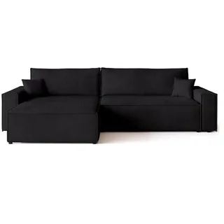 bromarkt Ecksofa, ADI XL Schlaffunktion Bettkasten L-Form, 125x230 cm, Schwarz, - Schwarz